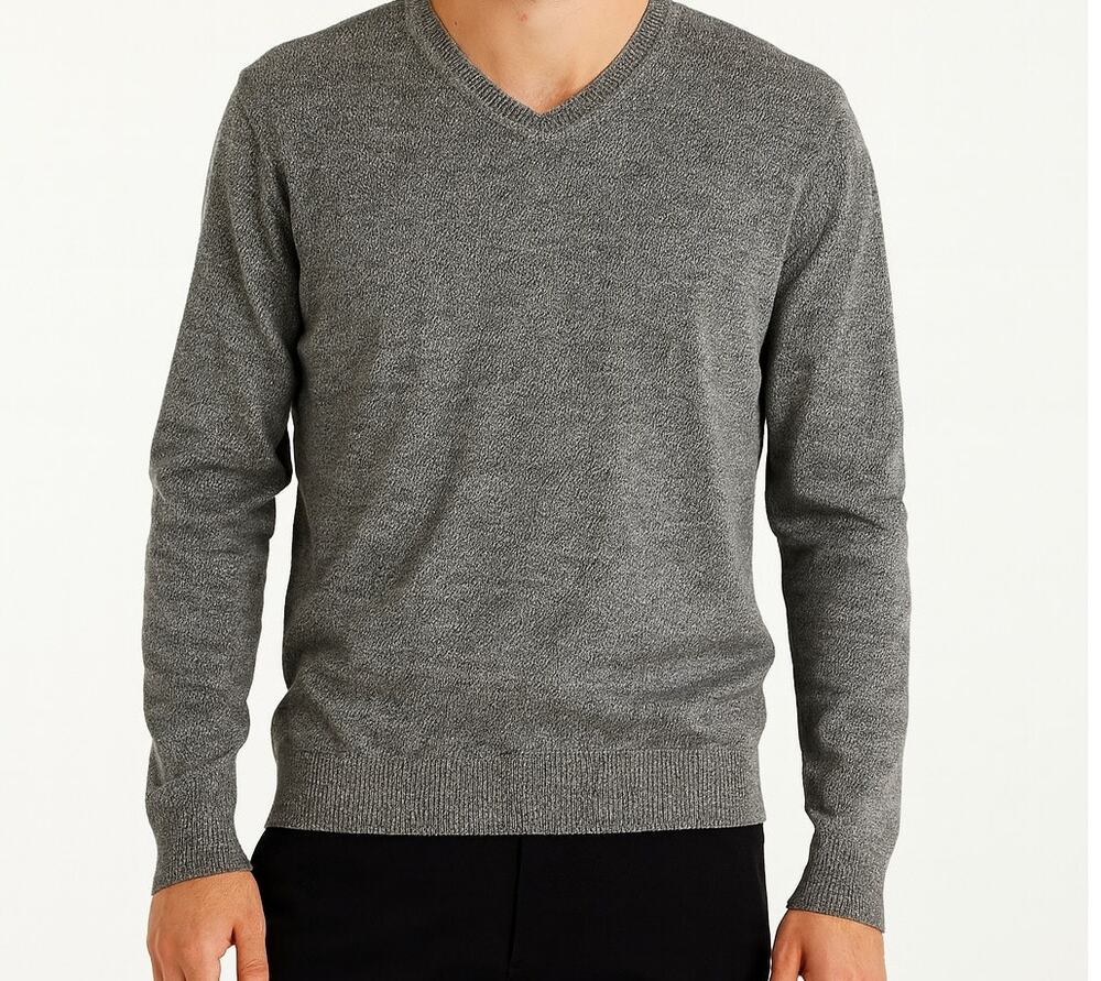 Apt. 9 Mens Medium 50% Merino Wool Acrylic Blend Sweater Gray V Neck